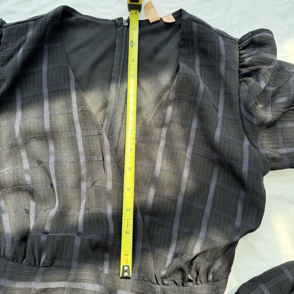 Evolutionary Apparel Romper Sheer Plaid Black Layered Lined Dark Academia Small - Picture 13 of 16